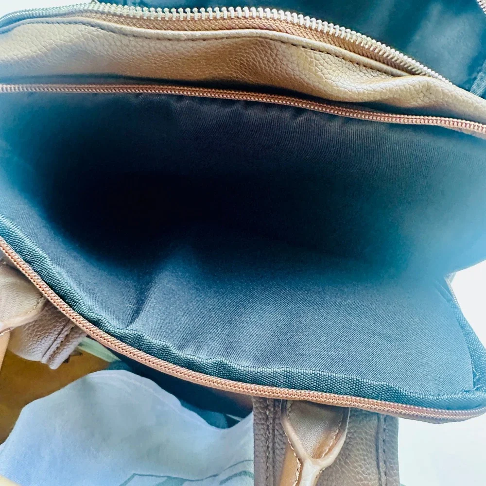 Bugatti Brown Pebbled Vegan Leather Laptop Backpack Travel Bag Trolley Strap